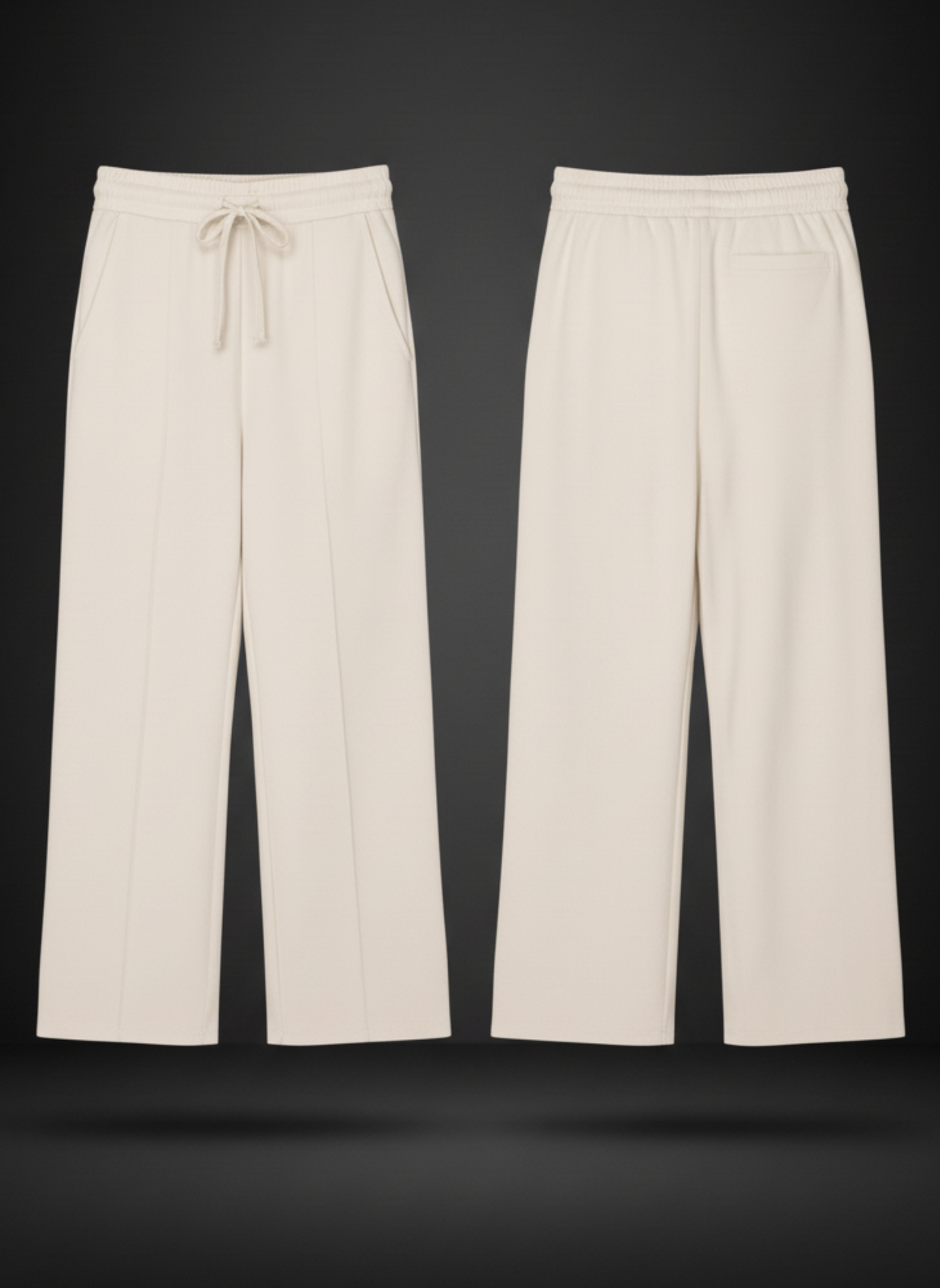Pair of beige pants on a black background