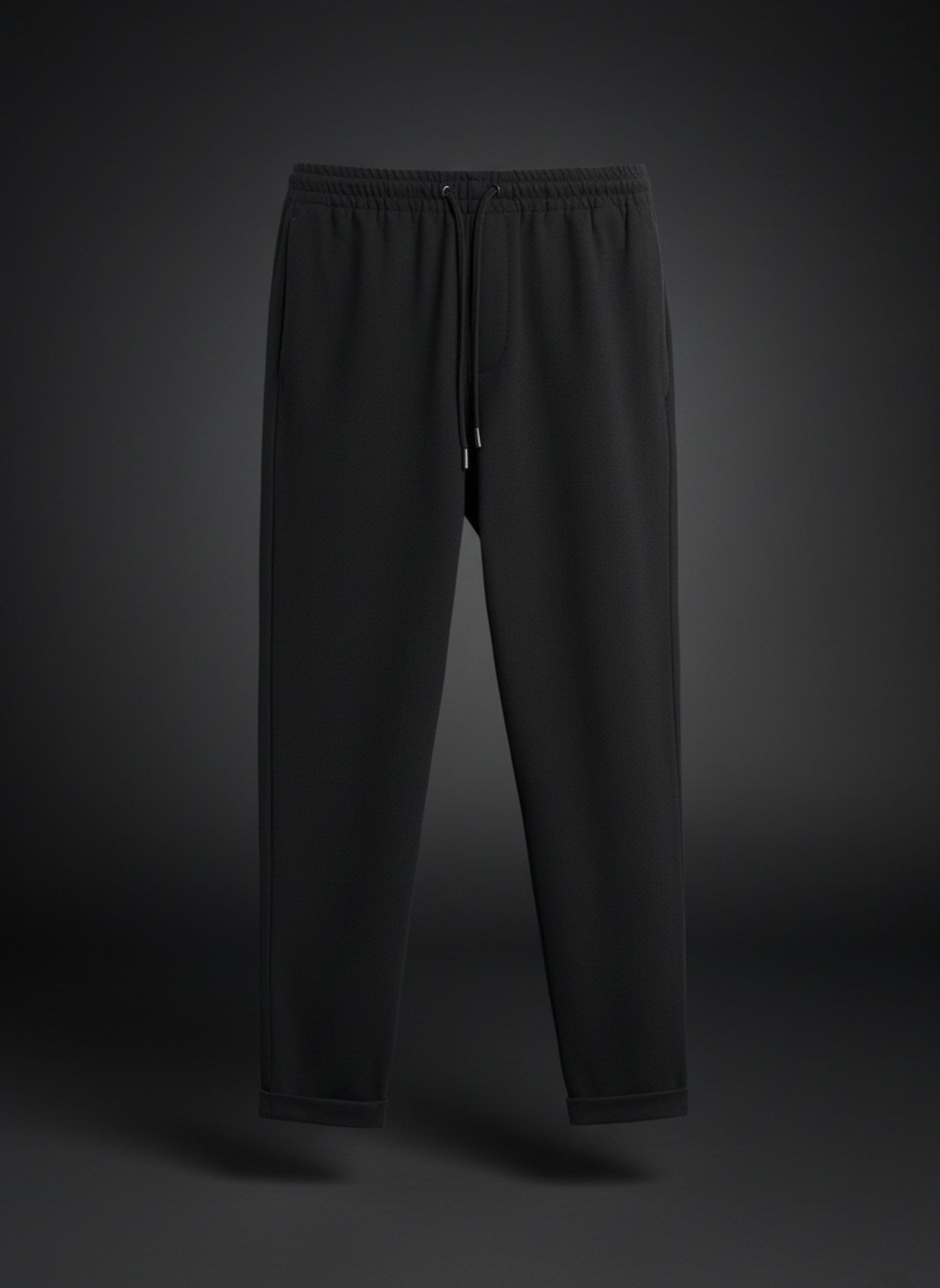Black pants on a dark gray background