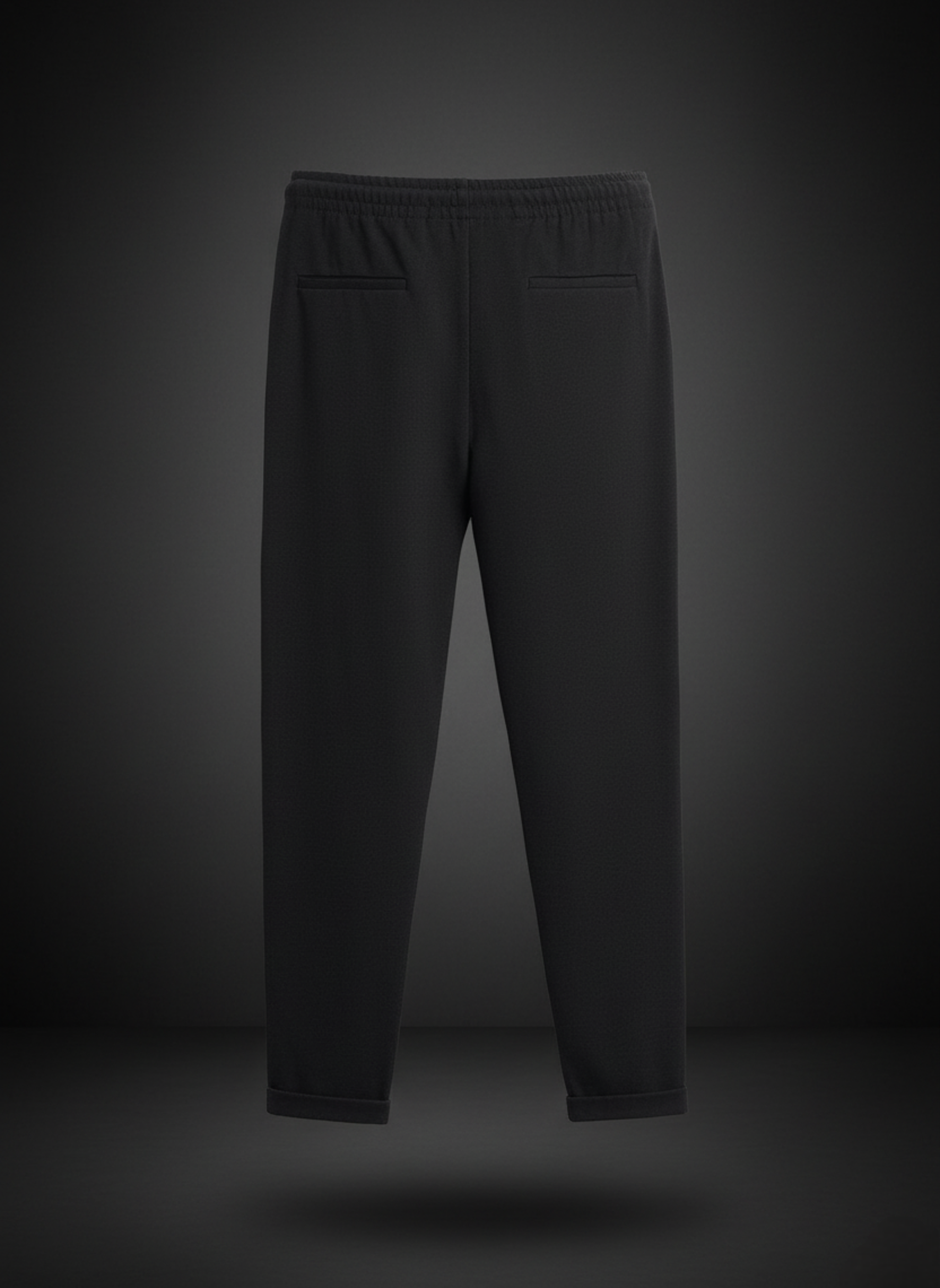 Black pants on a dark gray background
