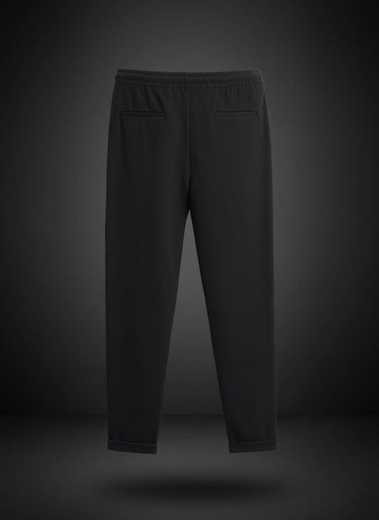 Black pants on a dark gray background